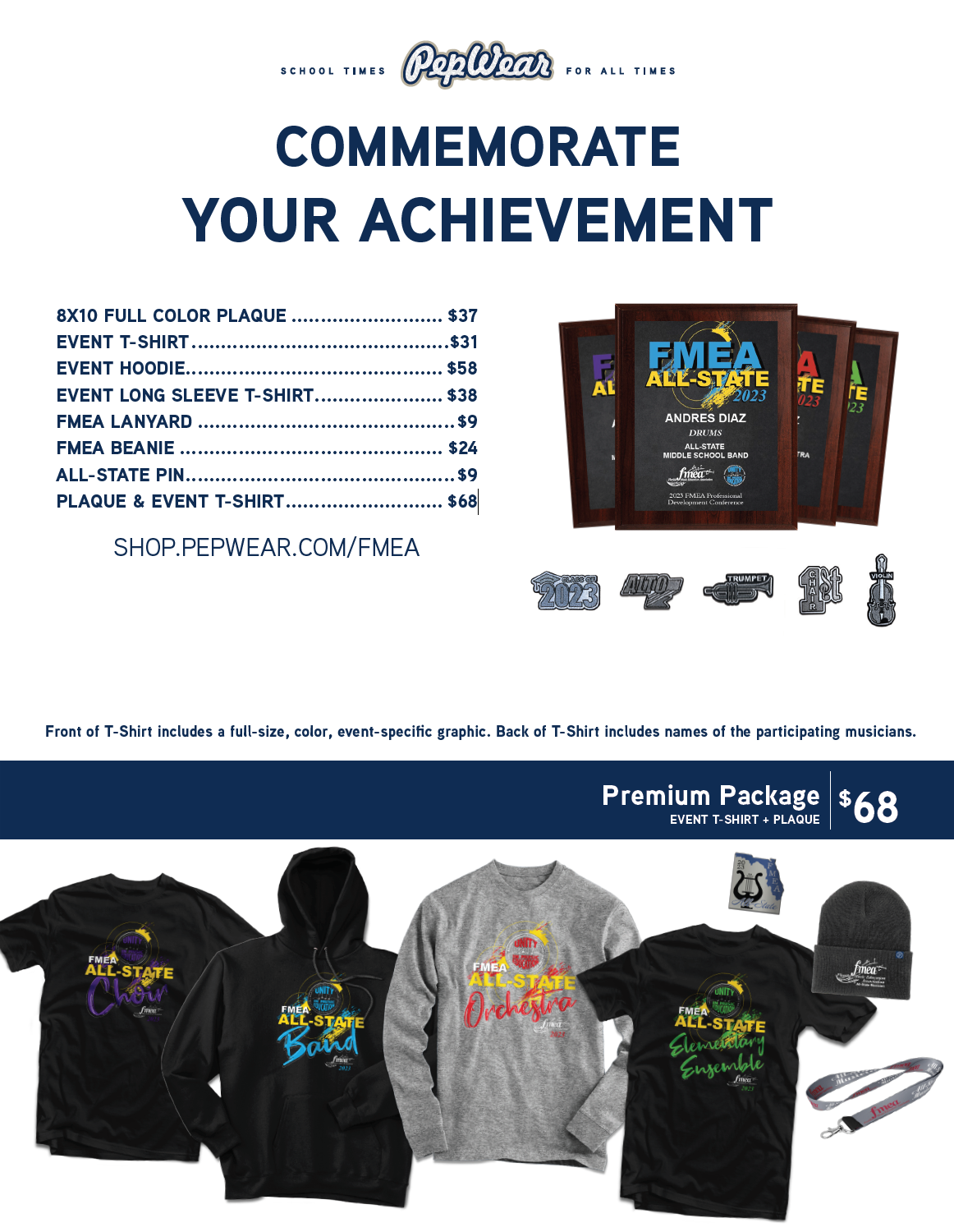 PepWear Flyer for FMEA All-State Merchandise. Click to Order!