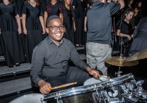 Drummer for a chorus performance
