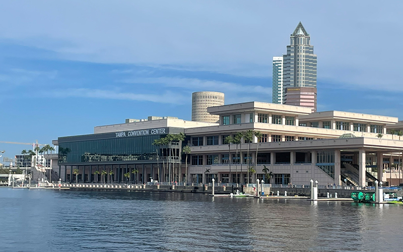 Photo of the Tampa Convention Center taken from across the river