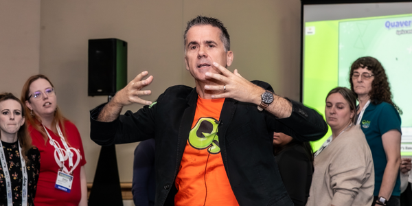 A presenter teaching a Product Showcase session