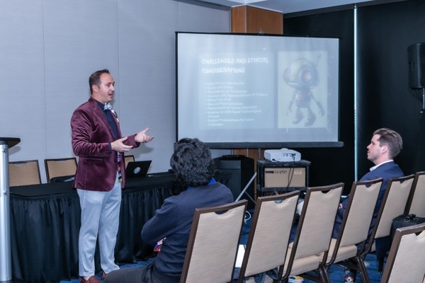 Photo of a presenter at conference