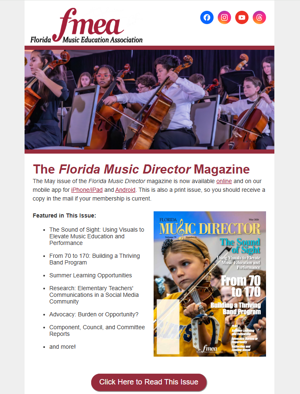 Screenshot of the email newsletter